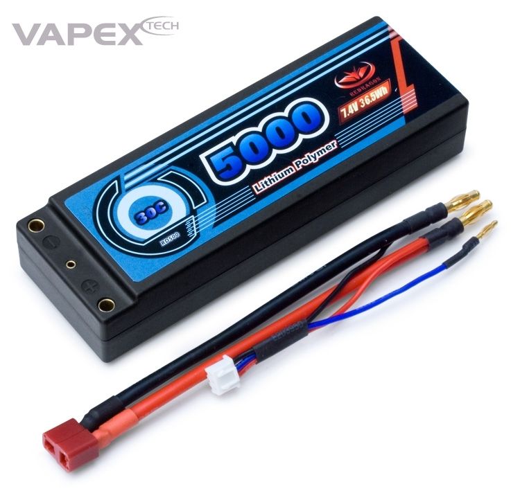 Vapex Li-Po Batteri 2S 7,4V 5000mAh 30C Hard T-kontakt